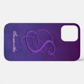 Coques Case-Mate iPhone Purple Indigo Blue élégant monogramme rustique (Verso (horizontal))