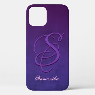 Case-Mate iPhone Case Purple Indigo Blue élégant monogramme rustique