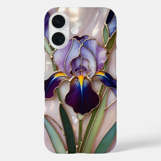 Coques Case-Mate iPhone Purple Iris iPhone Case Stained Glass Elegant (Verso)