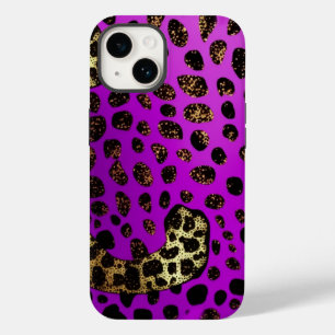 Coque Pour iPhone 14 Purple Leopard Parties scintillant iPhone Mate Coq