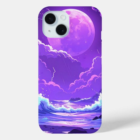 Coques Case-Mate iPhone Purple Moon Over the Sea – Dreamy Night Sky iPhone (Verso)