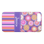Coques Case-Mate iPhone Purple 'n Fleurs et rayures roses (Dos (Horizontal))
