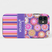 Coques Case-Mate iPhone Purple 'n Pink Flowers & Stripes (Dos (Horizontal))