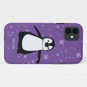 Coques Case-Mate iPhone Purple Nom personnalisé mignonne Pingouin Neige (Dos (Horizontal))