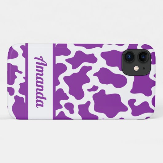 Coques Case-Mate iPhone Purple Nom Personnalisé Vache Imprimer Motif (Dos (Horizontal))