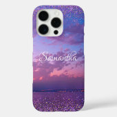 Coques Case-Mate iPhone Purple Ocean Sunset Nom du script de photo Confett (Verso)