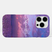 Coques Case-Mate iPhone Purple Ocean Sunset Nom du script de photo Confett (Verso (horizontal))