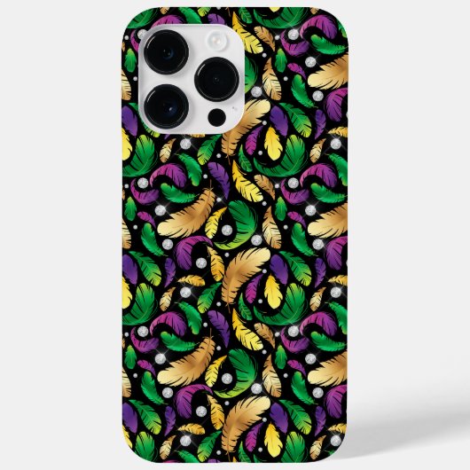 COQUES Case-Mate iPhone PURPLE OR VERT MARDI GRAS FEATHERS (Verso)