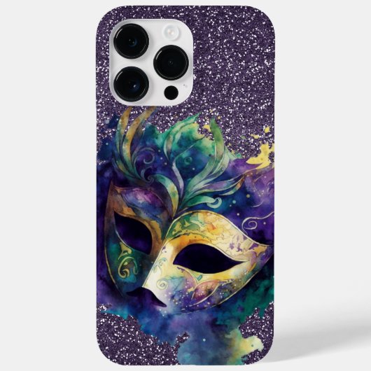 COQUES Case-Mate iPhone PURPLE OR VERT MARDI GRAS MASK & FEATHERS (Verso)