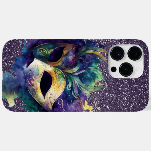 COQUES Case-Mate iPhone PURPLE OR VERT MARDI GRAS MASK & FEATHERS (Verso (horizontal))