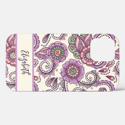 Coques Case-Mate iPhone Purple Paisley (Verso (horizontal))