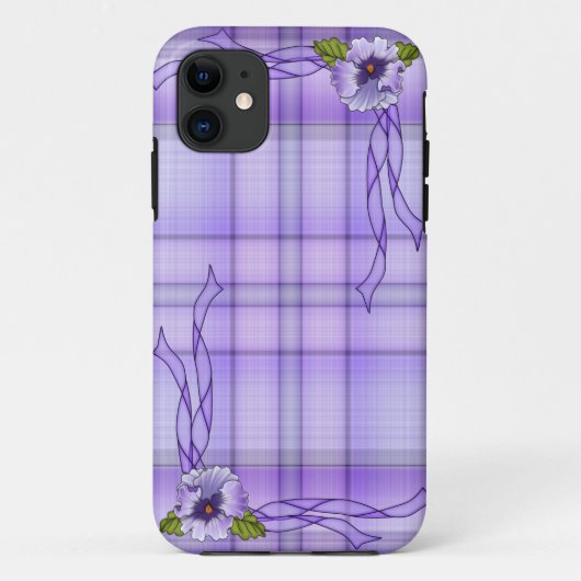 Coques Case-Mate iPhone Purple Pansy Plaid (Dos)