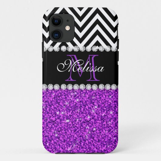 COQUES Case-Mate iPhone PURPLE PARTIES SCINTILLANT NOIR CHEVRON MONOGRAMME (Dos)
