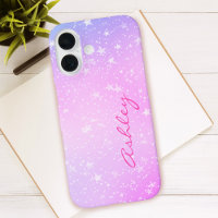 Purple & Pink Gradient, White Stars & Script Name