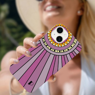 Coque Pour iPhone 14 Purple Retro rayons solaires Lettre monographique 