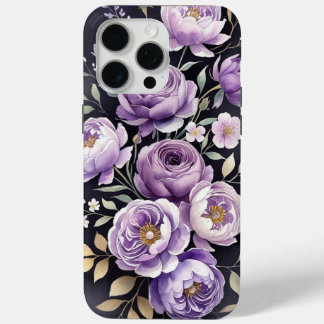 Coque iPhone 15 Pro Max  Purple & Rose Floral Watercolor Phone Case