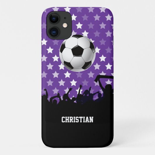 Coques Case-Mate iPhone Purple Stars Fans de football et balle (Dos)