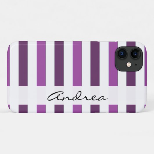 Coques Case-Mate iPhone Purple Stripes, Lines, Striped Pattern, Your Name (Dos (Horizontal))