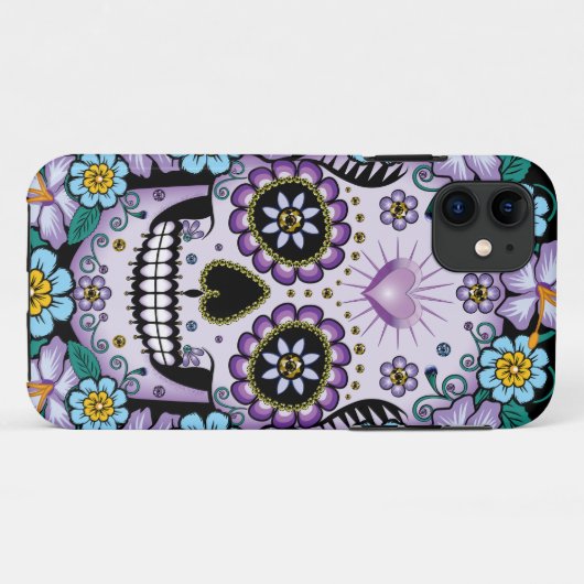 Coques Case-Mate iPhone Purple Sugar Skull (Dos (Horizontal))
