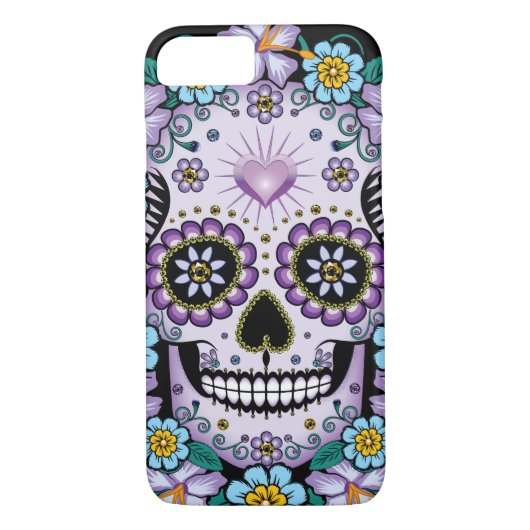 Coques Case-Mate iPhone Purple Sugar Skull (Dos)