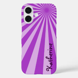 Coques iPhone 16 Purple Sunburst "Ajouter votre nom"