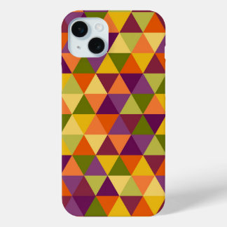 COQUE iPhone 15 MINI PURPLE VERT ORANGE JAUNE MOTIFS GÉOMÉTRIQUES