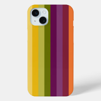 COQUE iPhone 15 MINI PURPLE VERT ORANGE JAUNE STRIPES