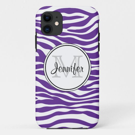 Coques Case-Mate iPhone Purple Zebra Imprimer monogramme tendance iPhone 5 (Dos)