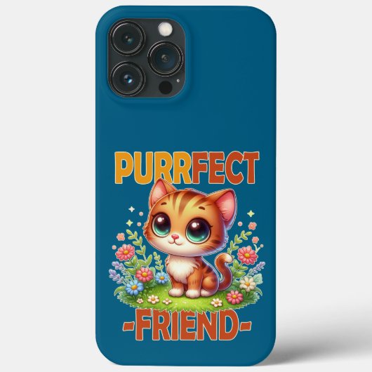 Coques Case-Mate iPhone Purrfect Friend pun Cute orange chat chaton dessin (Verso)