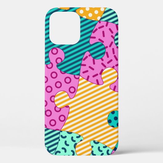 Coques Case-Mate iPhone Puzzles géométriques : bannière Memphis. (Verso)