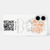 Coques Case-Mate iPhone QR code fille mignonne pêches aquarelle rose flora (Verso (horizontal))