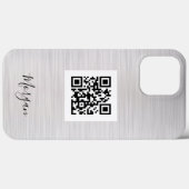 Coques Case-Mate iPhone QR Code, Logo Art ou Photo, Nom, Brossé Argent C (Verso (horizontal))