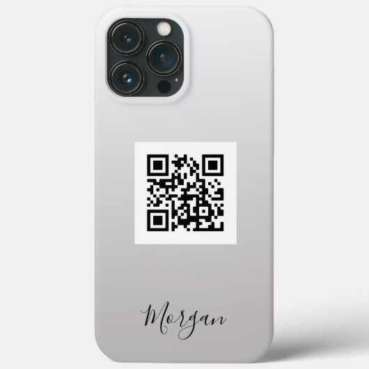 Coques Case-Mate iPhone QR Code, logo, art ou photo Nom noir gris dégradé (Verso)