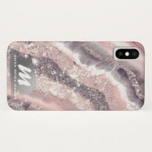 Coques Case-Mate iPhone *~* QR Silver AP66 Parties scintillant Rose Agate (Dos (Horizontal))