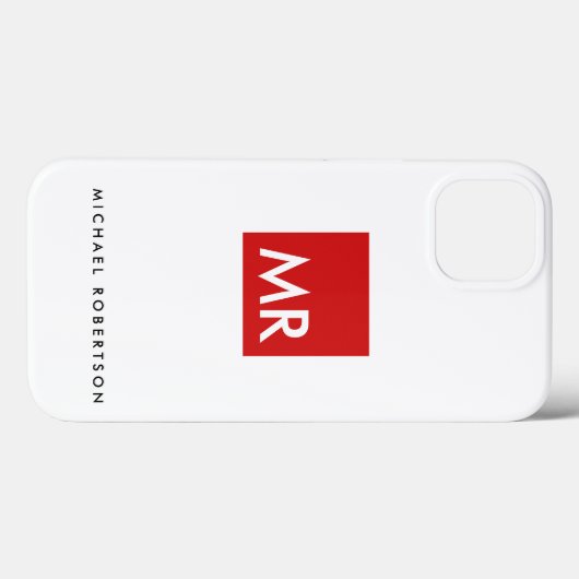 Coques Case-Mate iPhone Qualité Rouge Blanc Monogramme Élégant Unique (Verso (horizontal))