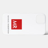 Coques Case-Mate iPhone Qualité Rouge Blanc Monogramme Élégant Unique (Verso (horizontal))