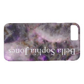 Coques Case-Mate iPhone Quartz pourpre -monogrammé (Dos (Horizontal))