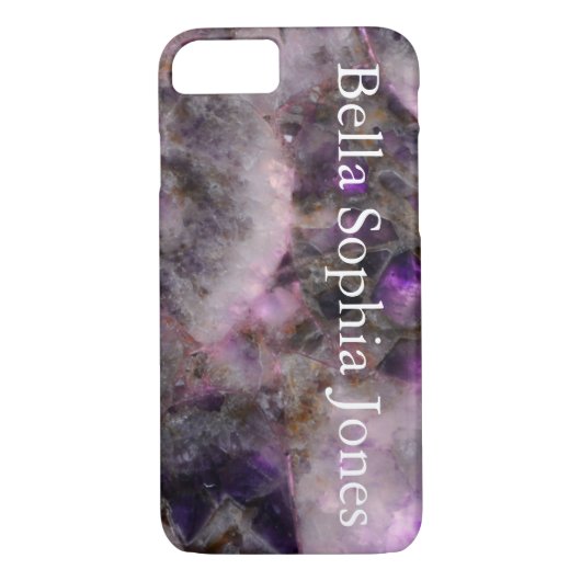 Coques Case-Mate iPhone Quartz pourpre -monogrammé (Dos)