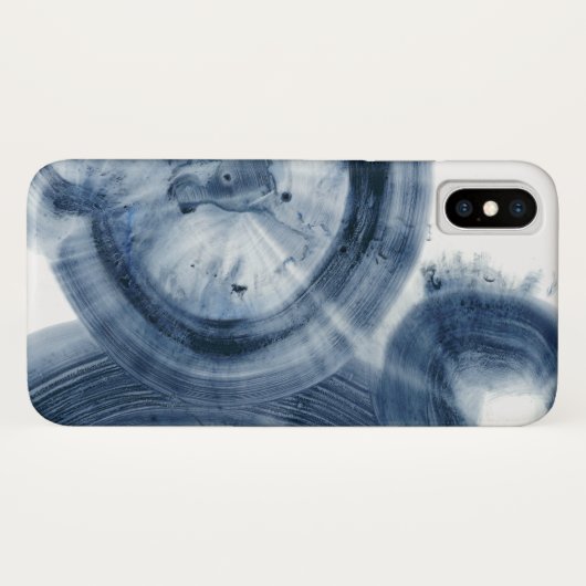 Coques Case-Mate iPhone Quasars - Cercles bleu encre (Dos (Horizontal))