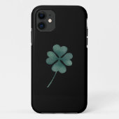 Coques Case-Mate iPhone Quatre Feuilles Vert Clocher Sur Aquarelle Noire (Dos)