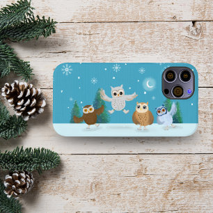 Coque Pour iPhone 14 Quatre petites chouettes faisant du patin à glace