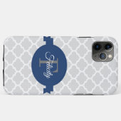Coques Case-Mate iPhone Quatrefoil bleu personnalisé (Dos (Horizontal))