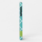 Coques Case-Mate iPhone Quatrefoil bleu, Trellis marocain, Monogramme (Dos/Gauche)