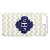 Coques Case-Mate iPhone Quatrefoil de la marine Beige Blanc Chevron 3 Mono (Dos (Horizontal))