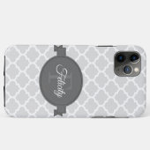Coques Case-Mate iPhone Quatrefoil gris personnalisé (Dos (Horizontal))