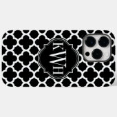 Coques Case-Mate iPhone Quatrefoil Motif noir et blanc Monogramme (Verso (horizontal))