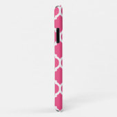 Coques Case-Mate iPhone Quatrefoil rose et gris clair monogramme (Dos/Droite)