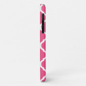 Coques Case-Mate iPhone Quatrefoil rose et gris clair monogramme (Dos/Gauche)