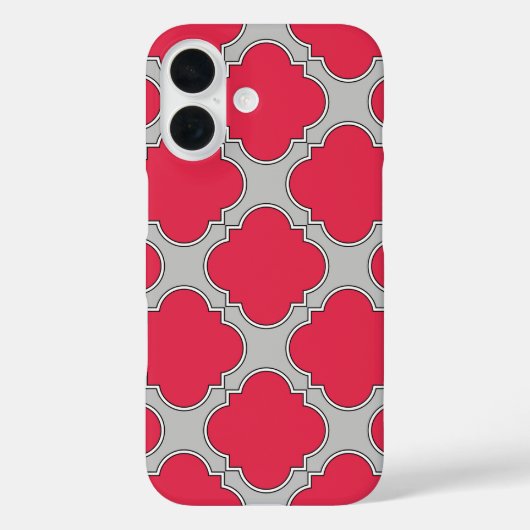Coques Case-Mate iPhone Quatrefoil rouge et gris (Verso)