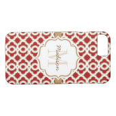 Coques Case-Mate iPhone Quatrefoil rouge et or monogramme (Dos (Horizontal))